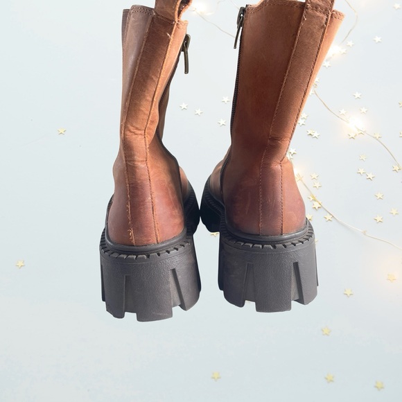 Steve Madden Chunky Brown Leather Ankle Boots size 5M - Picture 6 of 7